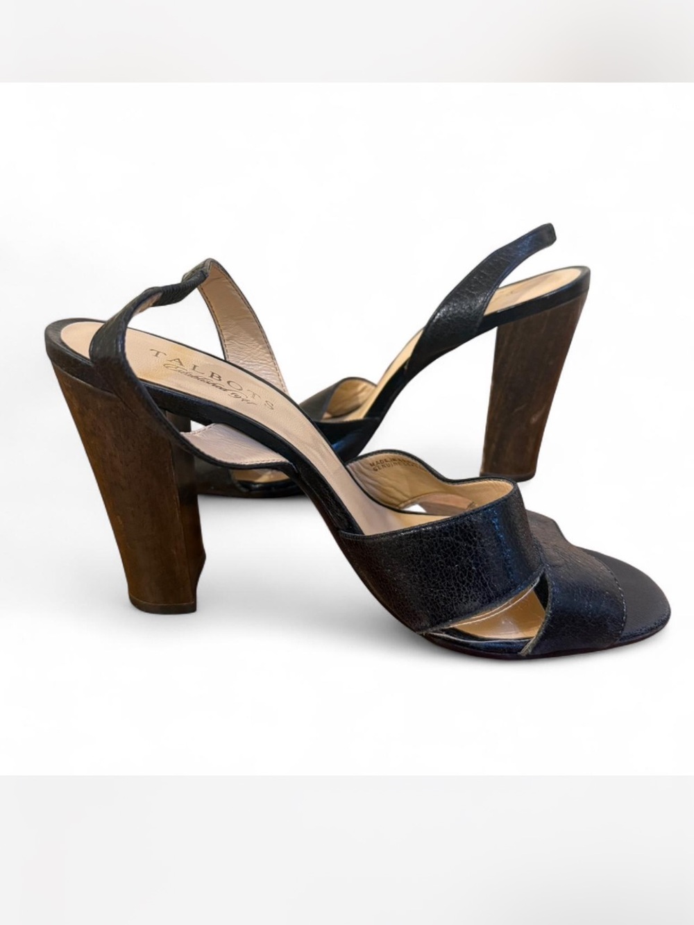 Talbots Black Leather Slingback Heels
